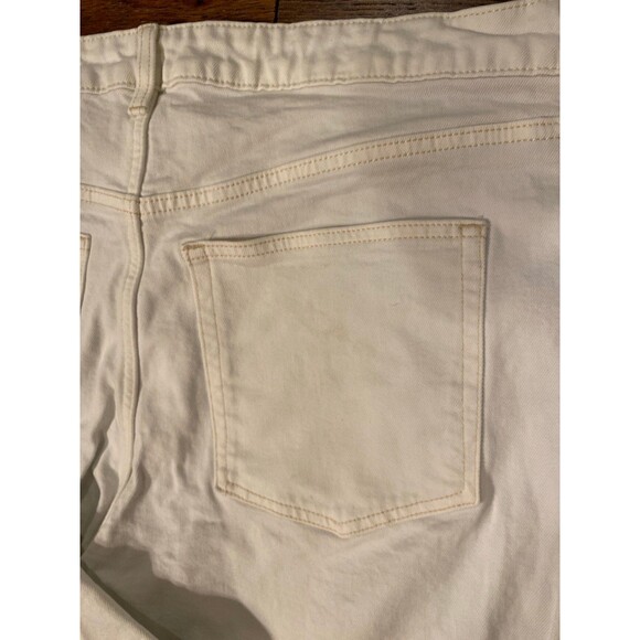 H&M Capri Cropped Pants Womens Sz 18 White Denim Fringed Wide Leg Casual Boho - Picture 12 of 12